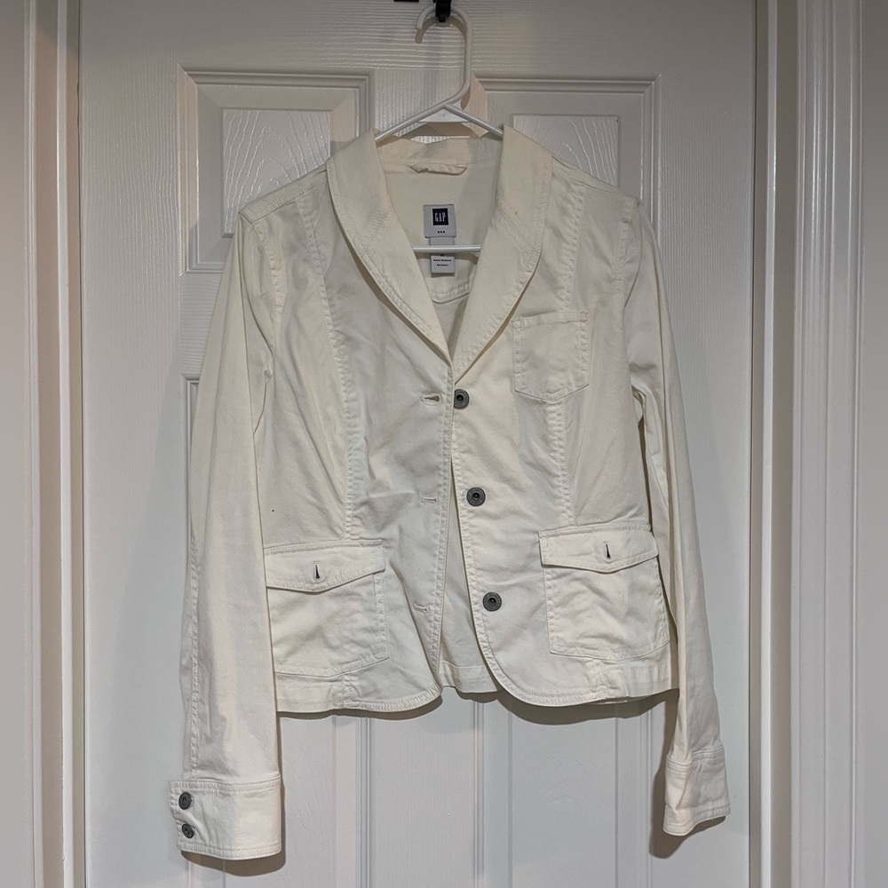 White Denim Button Jacket
